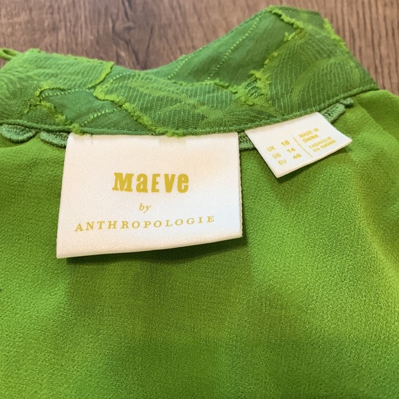 Maeve by AnthropologieSavannah Swing Green Floral Sleeveless Blouse Size 14 - Picture 5 of 7